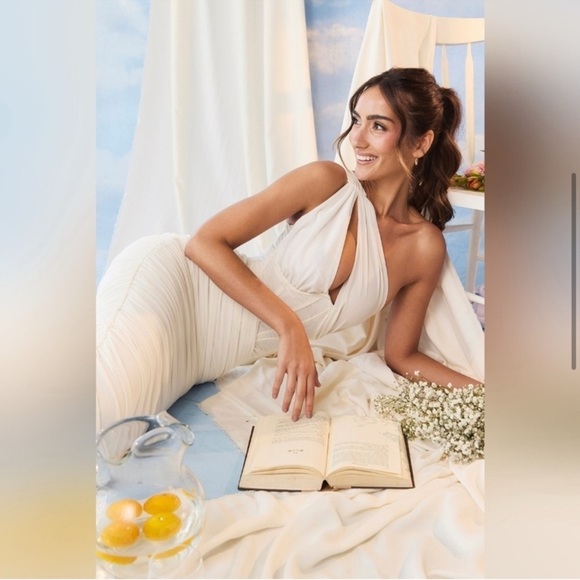 NWOT House of cb Valentina one shoulder Bustier dress in ivory sz XS - Picture 1 of 8